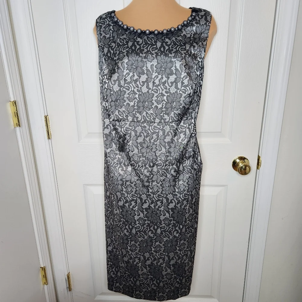 Lane Bryant Lace Jeweled Dress Black White Grey Size 20 NWT Wedding